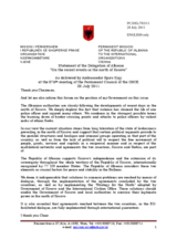 Statement by the Delegation of Albania on the events provoked by Kosovo police special units at the crossing points in Northern Kosovo
