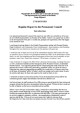 Regular Report to the Permanent Council by the OSCE Representative on Freedom of the Media