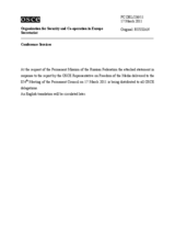 Выступление Постоянного представителя Российской Федерации А.С.Азимова - На доклад Д.Миятович