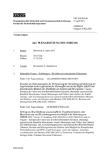 Journal der 642. Plenarsitzung des Forums