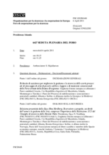 Giornale della 642a Seduta plenaria del Foro di cooperazione per la sicurezza