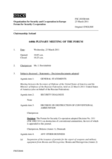 Journal of the 640th Plenary Meeting of the Forum for Security Co-operation