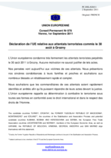 Déclaration de l’UE relative aux attentats terroristes commis le 30 août à Grozny