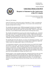 Statement by the Delegation of the United States on the 10th anniversary of the terrorist attacks in the United States of America on 11 September 2001