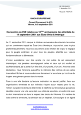 Déclaration de l’UE relative au 10ème anniversaire des attentats du 11 septembre 2001 aux États-Unis d’Amérique