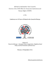 Conference on 20 Years of Poland in the Council of Europe: Address by Ambassador Janez Lenarčič