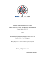 Ambassadorial Workshop within the Framework of the Conflict Cycle (V to V Dialogue) - ‘Early Response to Crises and Emerging Conflicts’: Statement by Ambassador Janez Lenarčič