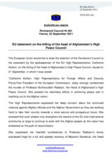 Statement by the Polish Presidency of the Council of the European Union on the killing of the head of Afghanistan’s High Peace Council and former president of Afghanistan Mr. B. Rabbani