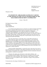 Opening statement by the Chairperson of the FSC, H.E. Ambassador Gianfranco Varvesi