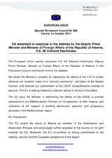 Statement by the Polish Presidency of the Council of the European Union in response to the address by the Deputy Prime Minister and Minister of Foreign Affairs of Albania, H.E. Edmond Haxhinasto