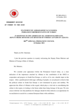 Statement by the Delegation of Turkey in response to the address by the Deputy Prime Minister and Minister of Foreign Affairs of Albania, H.E. Edmond Haxhinasto