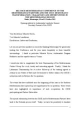 Opening address by OSCE Secretary General Lamberto Zannier