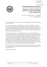 Statement by the Delegation of the United States in response to the statement by the Polish Presidency of the Council of the European Union on the European Day and World Day Against the Death Penalty, celebrated on 10 October 2011