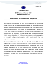 Statement by the Polish Presidency of the Council of the European Union on freedom of the media in Tajikistan