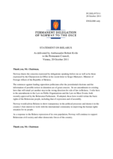 Statement by the Delegation of Norway on freedom of assembly and expression in Belarus