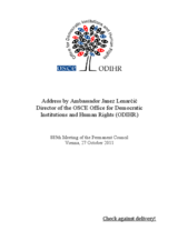 885th Meeting of the Permanent Council  Vienna, 27 October 2011: Address by Ambassador Janez Lenarčič  