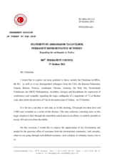 Statement by the Delegation of Turkey on the earthquake in the Van province of Turkey on 23 October 2011