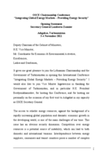 Opening statement by OSCE Secretary General Lamberto Zannier