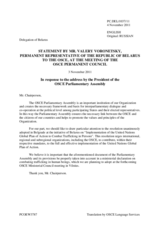 Statement by the Delegation of Belarus in response to the address by the President of the OSCE Parliamentary Assembly, H.E. Petros Efthymiou