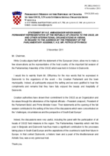 Statement by the Delegation of Croatia in response to the address by the President of the OSCE Parliamentary Assembly, H.E. Petros Efthymiou