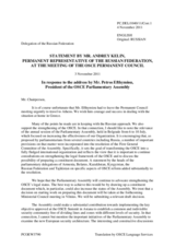 Statement by the Delegation of the Russian Federation in response to the address by the President of the OSCE Parliamentary Assembly, H.E. Petros Efthymiou