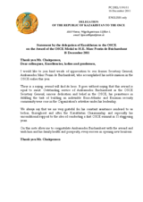 Statement by the Delegation of Kazakhstan on the award of the OSCE Medal to H.E. Marc Perrin de Brichambaut