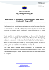 Statement by the Polish Presidency of the Council of the European Union on the de facto moratorium on the death penalty in Oregon, United States of America
