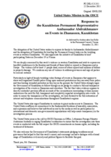 Statement by the Delegation of the United States in response to the statement by the Delegation of Kazakhstan on events in western Kazakhstan on 16 December 2011