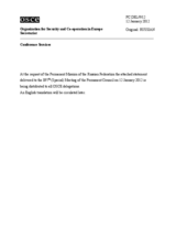 Выступление Постоянного представителя Российской Федерации А.В. Келина - О приглашении наблюдателей БДИПЧ ОБСЕ на выборы Президента России 4 марта 2012 года