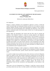 Statement by the Delegation of Hungary on the recent constitutional changes in Hungary