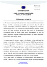 Statement by the Danish Presidency of the Council of the European Union on the human rights and fundamental freedoms in Belarus