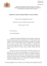 Statement by the Delegation of Georgia on the military exercises by the Russian Federation in the Southern Caucasus