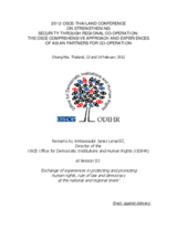Remarks by Ambassador Janez Lenarčič at the 2012 OSCE-Thailand Conference  on Strengthening Security through Regional Co-operation:  The OSCE Comprehensive Approach and Experiences of Asian Partners for Co-operation