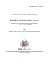 Remarks by Ambassador Janez Lenarčič at the General Committee on Democracy, Human Rights and Humanitarian Questions  (11th Winter Meeting of the OSCE Parliamentary Assembly)