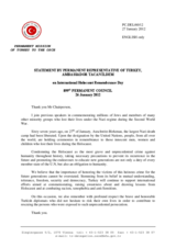 Statement by the Delegation of Turkey on the International Holocaust Remembrance Day on 27 January 2012