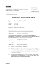 Journal of the 675th Plenary Meeting of the Forum for Security Co-operation