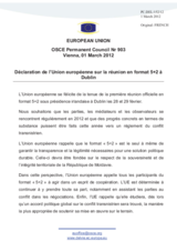 Déclaration de l’Union européenne sur la réunion en format 5+2 à Dublin