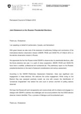 Statement by the Delegation of Switzerland, also on behalf of Canada and Liechtenstein, on the presidential elections in the Russian Federation, held on 4 March 2012