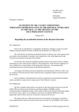 Statement by the Delegation of Belarus on the presidential elections in the Russian Federation, held on 4 March 2012