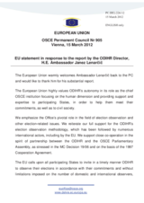 Statement by the Danish Presidency of the Council of the European Union in response to the report by the Director of the Office for Democratic Institutions and Human Rights, Ambassador Janez Lenarčič