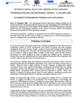 Ukraine, Presidential Election, Second Round, 21 November 2004: Preliminary Statement
