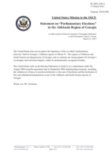 Statement by the Delegation of the United States on the “parliamentary elections” in Abkhazia, Georgia, held on 10 March 2012