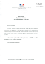 Intervention du Représentant de la France au Conseil permanent