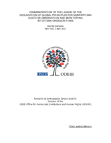 Remarks by Ambassador Janez Lenarčič at the Commemoration of the launch of the Declaration of Global Principles for Nonpartisan Election Observation and Monitoring by Citizen Organizations