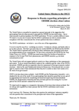 Statement by the Delegation of the United States in response to the statement by the Delegation of the Russian Federation on the election monitoring activities by the ODIHR