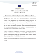Statement by the Danish Presidency of the Council of the EU on the meeting in the 5+2 negotiation format on the settlement of the Transdniestrian conflict, held in Vienna on 16 and 17 April 2012