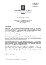 Statement by the Delegation of Norway on the tolerance and non-discrimination in the Russian Federation