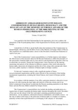 Address by the Commissioner on Human Rights, Democracy and the Rule of Law of the Ministry of Foreign Affairs of the Russian Federation, Ambassador-At-Large Konstantin Dolgov