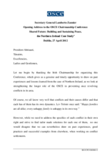 Opening Address by OSCE Secretary General Lamberto Zannier