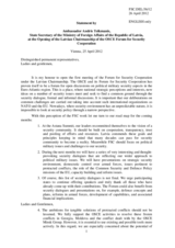 Opening statement of the Chairmanship of the FSC by Ambassador Andris Teikmanis, State Secretary of the Ministry of Foreign Affairs of Latvia